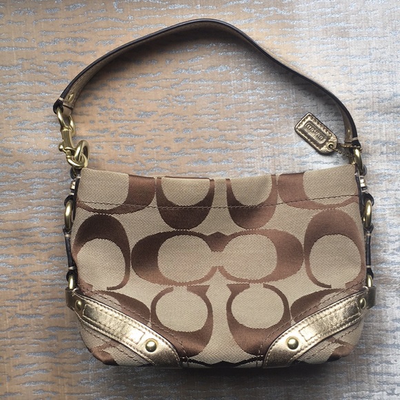 Coach Brown & Gold Shoulder Purse - Picture 3 of 6